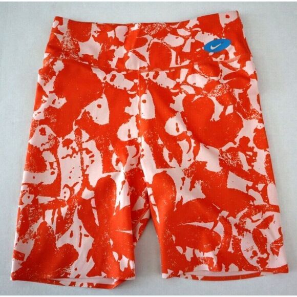Nike DM7627-817 Women's Sz M Orange One Luxe Icon Clash Mid-Rise 7" Bike Shorts - Picture 1 of 8